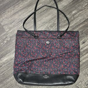 Coach Floral Black Tote Bag Purse Leather